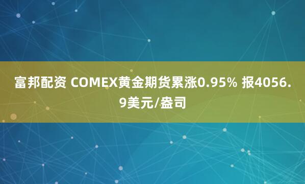 富邦配资 COMEX黄金期货累涨0.95% 报4056.9美元/盎司