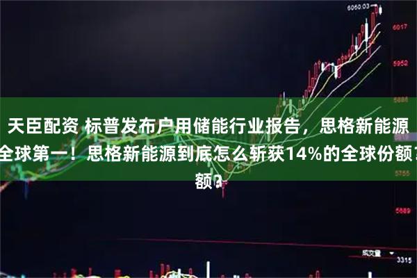 天臣配资 标普发布户用储能行业报告，思格新能源全球第一！思格新能源到底怎么斩获14%的全球份额？